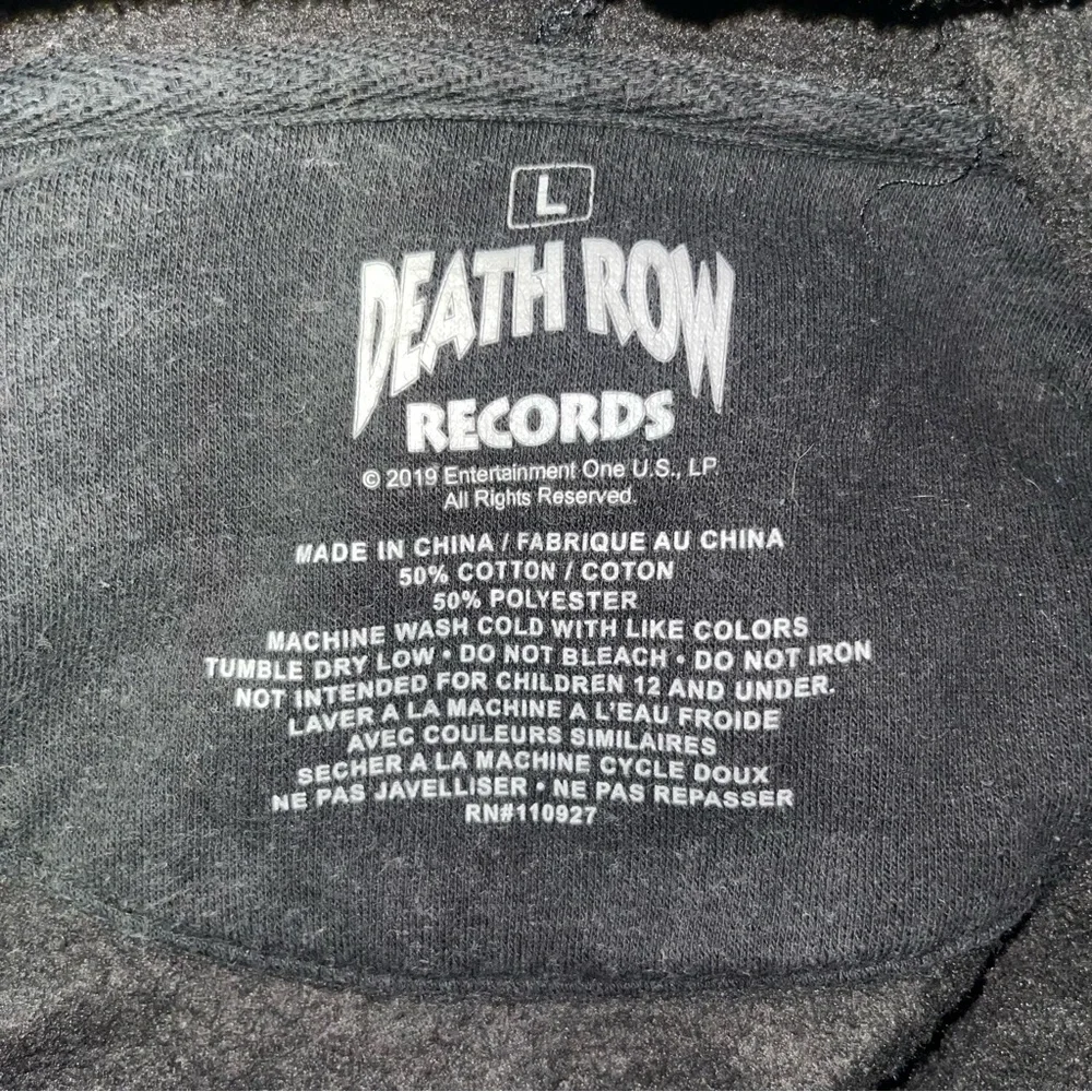 Death Row Records Graphic Hoodie Black Red Unisex Size Large Grung - Picture 4 of 4